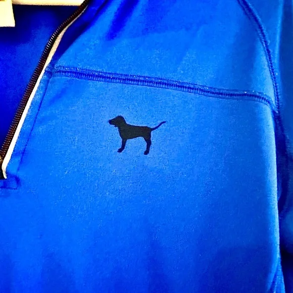 PINK Victoria’s Secret Sweatshirt Royal Blue Quarter Zip RARE Dog Logo sz Medium - Picture 8 of 13